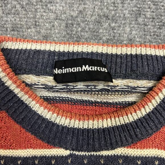 Vintage Neiman Marcus Sweater Men's S Shetland Wool Fair Isle Striped Grandpa - Picture 3 of 6